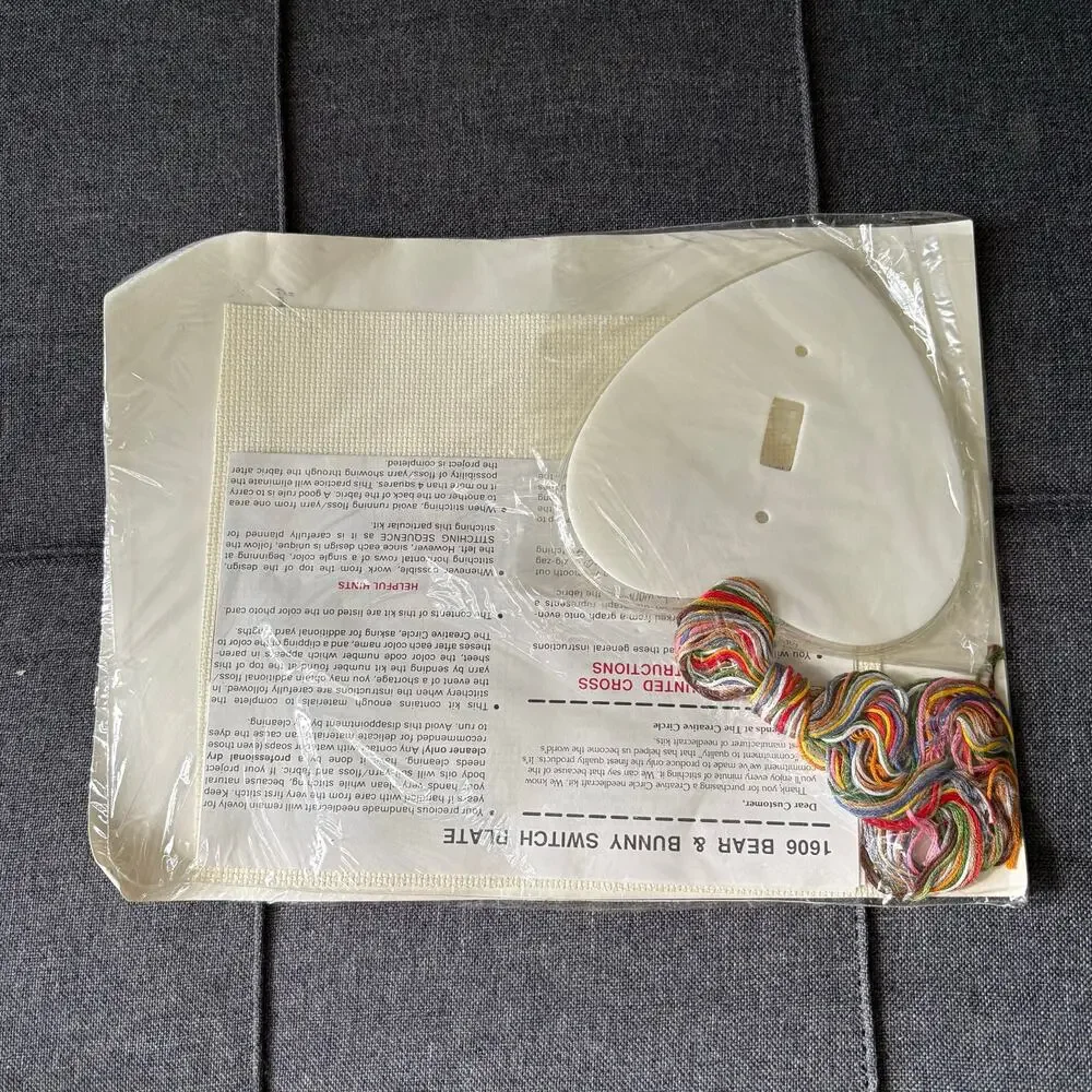 Bear & Bunny Switch Plate Vintage Counted Cross Stitch Kit The Creative Circle